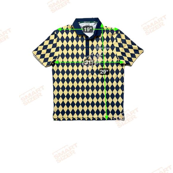 Bogey Boys Golf Performance Argyle Diamond Polo Shirt Men's Small Blue Gold - Picture 7 of 9